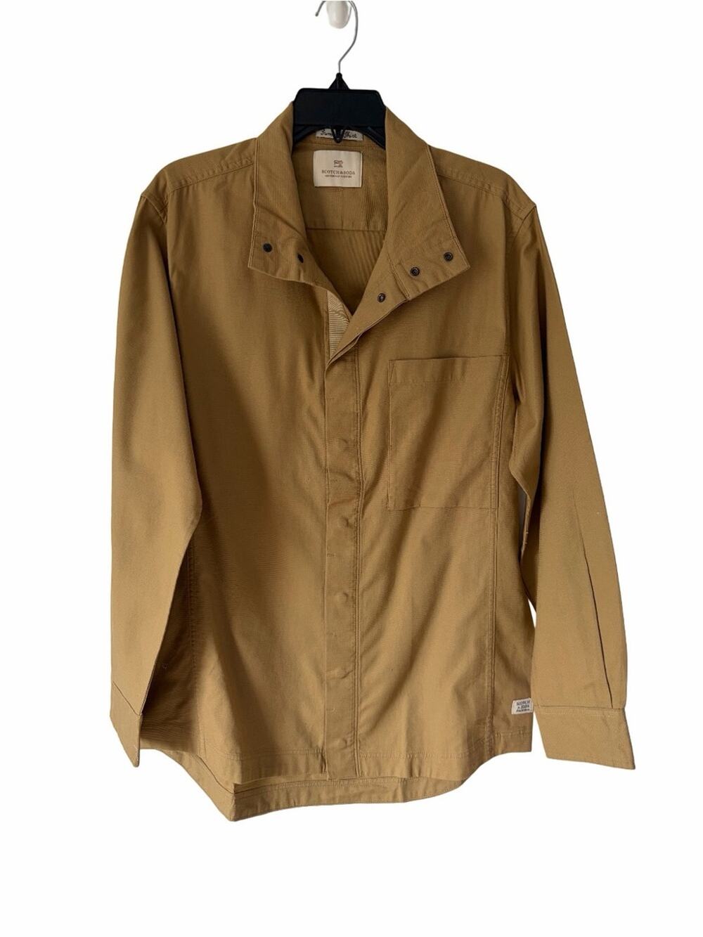 Scotch & Soda Amsterdam Tan Summer Shirt Hidden Button Front size large